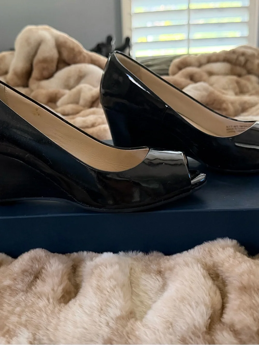 Cole Haan Black Patent Wedge Pumps